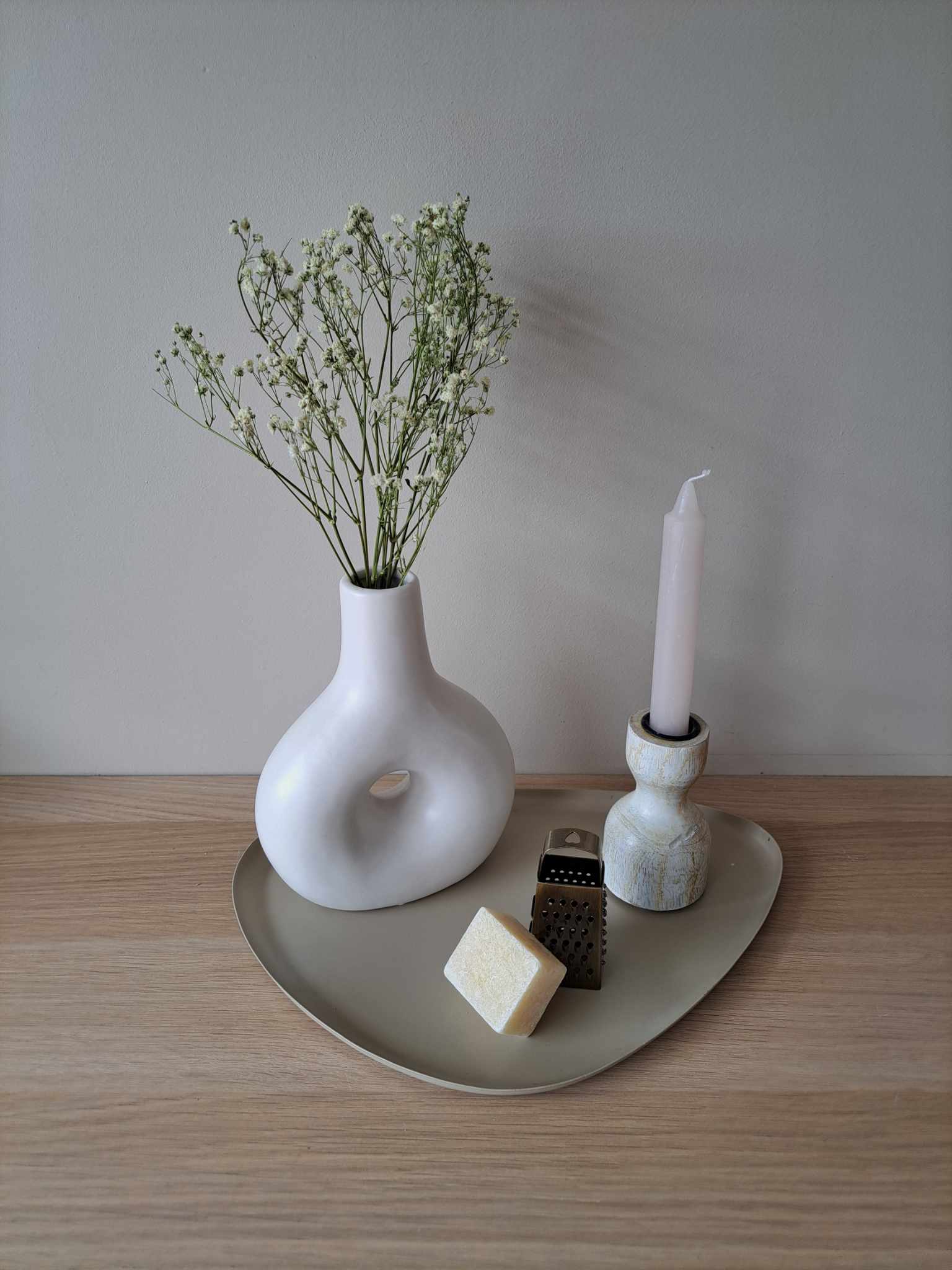 Decoratie set | beige/wit | droogboeketje - Decobloss