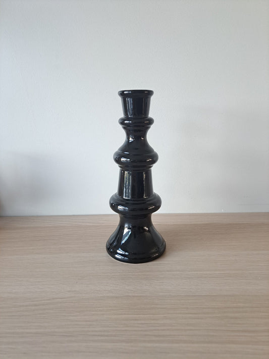 Kandelaar "chess" voor dinerkaars |zwart | 9x26 cm - Decobloss