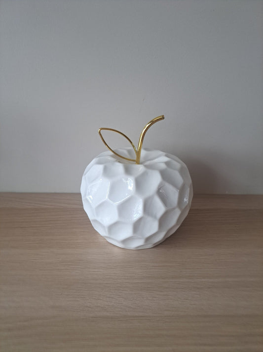 White Apple | wit/Goud | 14.5x15cm - Decobloss